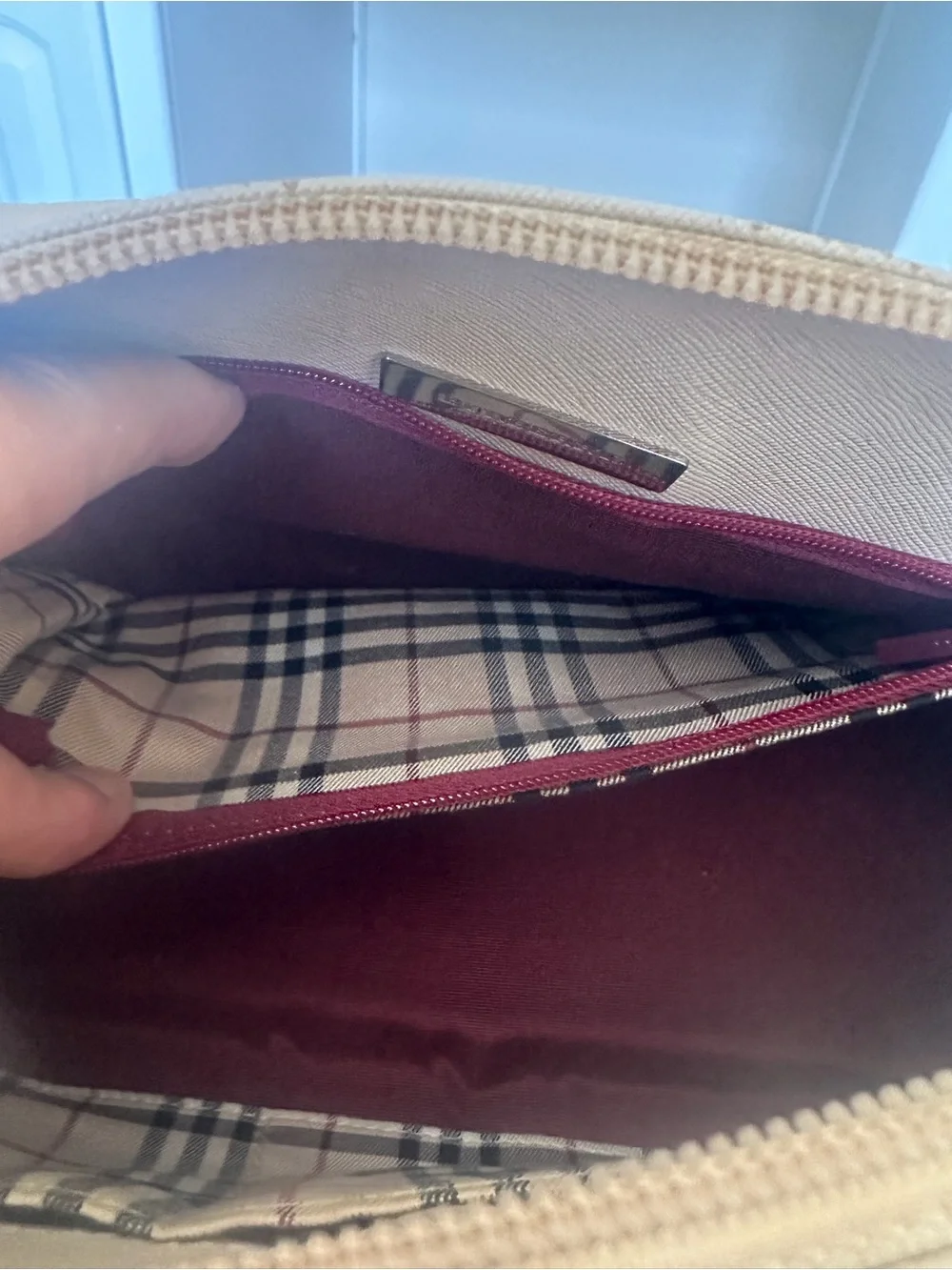 Burberry Cream Leather Satchel with Gold Hardware
